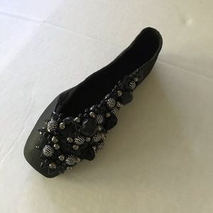 Capezio decorated pointe shoe black beads, pearls